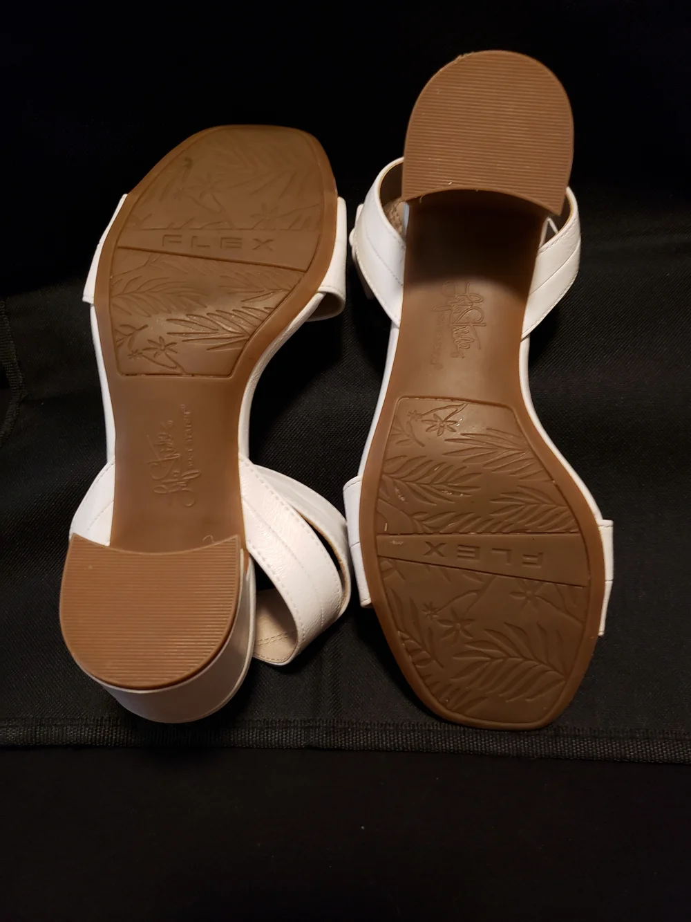 Life Stride White Ankle-Strap Block Heel Sandals